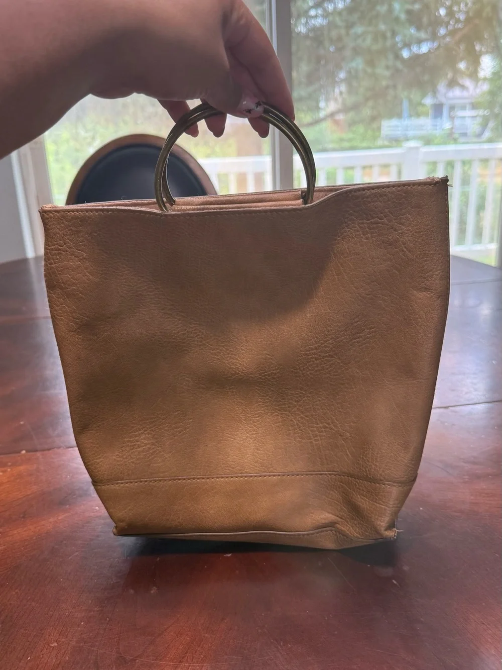 Universal Thread Tan Tote with Gold Ring Handles